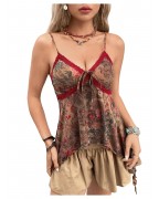 Women's Vintage Floral Asymmetric Tank Top