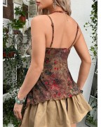 Women's Vintage Floral Asymmetric Tank Top