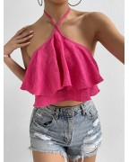 Ladies multi-layered ruffle hem tie back