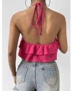 Ladies multi-layered ruffle hem tie back