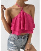Ladies multi-layered ruffle hem tie back