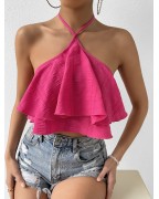 Ladies multi-layered ruffle hem tie back