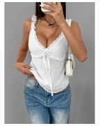 Women's Ruffle Lace Trim Vest