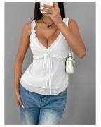 Women's Ruffle Lace Trim Vest