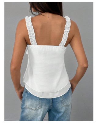 Women's Ruffle Lace Trim Vest