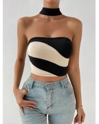 Women's Colorblock Backless Sleeveless Tank Top