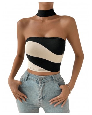 Women's Colorblock Backless Sleeveless Tank Top