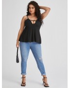 Women's Lace Crossover V Neck Tank Top