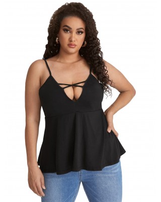 Women's Lace Crossover V Neck Tank Top