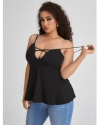 Women's Lace Crossover V Neck Tank Top