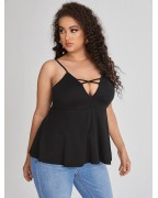 Women's Lace Crossover V Neck Tank Top