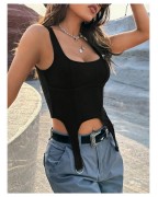 Women's Square Neck Sleeveless Asymmetric Hem Vest