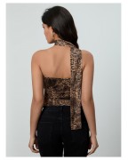 Women's Leopard Print Bandeau Cheetah Mesh Camisole Top