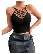 Women's hollow cross short camisole