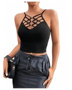 Women's hollow cross short camisole