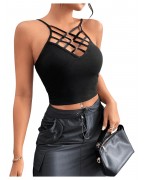 Women's hollow cross short camisole