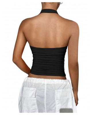 Women's pleated open back camisole