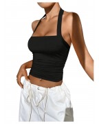Women's pleated open back camisole