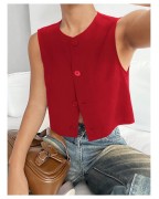 Women's round neck sleeveless short suit vest