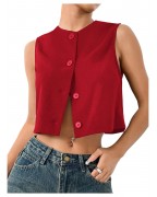 Women's round neck sleeveless short suit vest