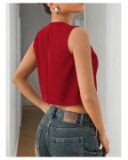 Women's round neck sleeveless short suit vest