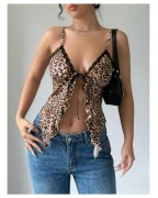 Women's lace leopard print camisole