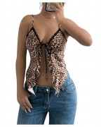 Women's lace leopard print camisole