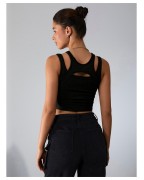 Women's hollow front open sexy slim vest