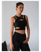 Women's hollow front open sexy slim vest